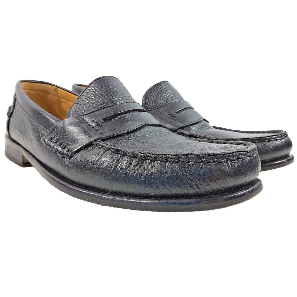 Belvedere Studio Michelle Men's Black Pebbled Leather Penny Loafer Shoe‎ Sz 9 EE